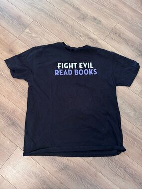 Out of Print Black 'Fight Evil Read Books' Graphic Tee